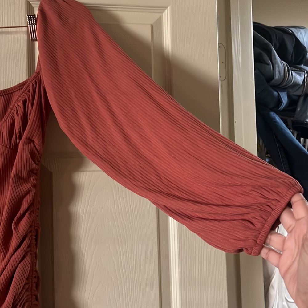 Vestique Ribbed Rust Mini Dress - Picture 4 of 7